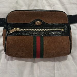 Gucci Brown and Black Suede Crossbody Bag